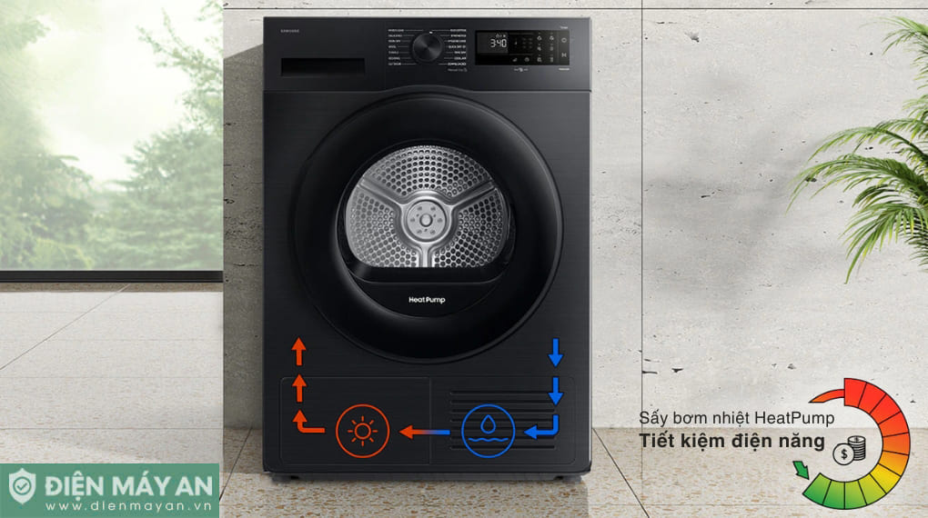 Máy sấy bơm nhiệt Samsung 9 kg DV90CGC2A0ABSV